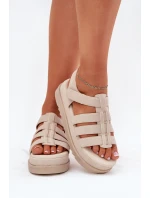 Dámské Sandály Na Platformě Eko Semišové Béžové Filisenia Dámské Sandály Na Platformě Eko Semišové Béžové Filisenia