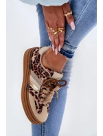 Dámské Tenisky Na Platformě S Dvojitým Šněrováním Leopardí Béžové Niteria