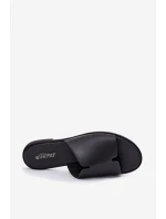 Dámské Pantofle Z Eko Kůže Na Plochém Podpatku Černé Kalimira