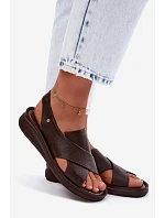 Zazoo 40392 Kožené dámské sandály čokoládové