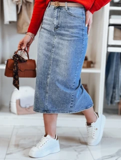 Džínová midi sukně s rozparkem MERITTA modrá FashionStreet CY0483