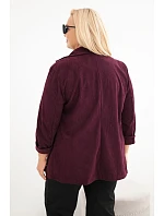 Dámské plus size manžestrové s klopami a kapsami švestková