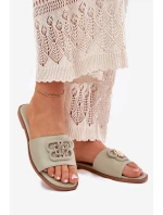 Ploché Dámské Pantofle S Ozdobným Detalem Zelené Nenitta