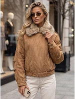 Dámská zimní bunda s kožešinovým límcem v barvě kamelové, FashionStreet TY5702 Dámská zimní bunda s kožešinovým límcem v barvě kamelové, FashionStreet TY5702