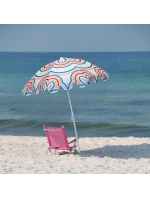 PLÁŽOVÝ A ZAHRADNÍ SLUNEČNÍK 160 CM PRUHOVANÝ MODRÝ A RŮŽOVÝ