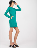 Základní zaprášené zelené mikinové šaty jednoduchého střihu