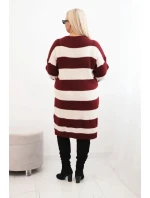 Dámské pletené šaty 8111 bordó-béžové - Kesi