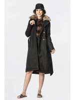 Černý dámský kabát s kožíškem (SASKIA)