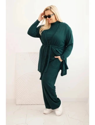 Dámský komplet Plus Size 3-dílný tmavě zelený