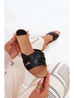 Ploché Dámské Pantofle S Proplétajícími Se Pásky Černé Selaenor