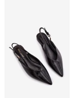 Dámské lakované baleríny s přezkou Rinalle – černé Dámské lakované baleríny s přezkou Rinalle – černé