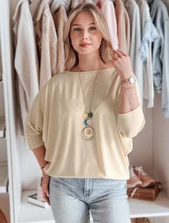 Dámská máslová halenka oversize s přívěskem LUZVIA beige FashionStreet RY2773