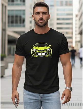 Pánské tričko s potiskem auta černé FashionStreet NX5015R