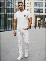 Pánské bavlněné tričko s minimalistickým potiskem bílé NX5104R