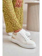 Nízké dámské tenisky na platformě z ekokůže bílo-bežové Nevelena