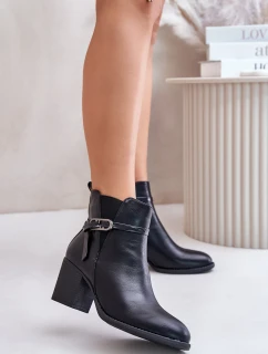 Dámské Botky Na Podpatku Zateplené S Pásem Černé Zinithia