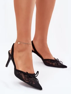 Krajkové Lodičky S Otevřenou Patou Černé Annivirae