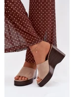 Dámské pantofle na platformě Beżowe Ravelia