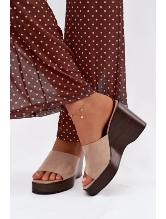 Dámské pantofle na platformě Beżowe Ravelia