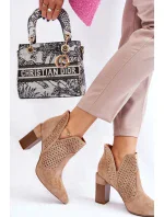 Dámské kotníkové boty na podpatku A8801-63 Béžová - Bella Paris