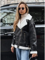 Dámská černá bunda z ovčí kůže ramones FashionStreet TY5246