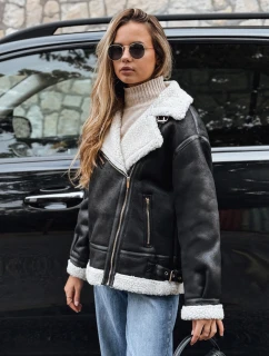 Dámská černá bunda z ovčí kůže ramones FashionStreet TY5246