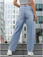 Dámské baggy džíny s vysokým pasem modré FashionStreet UY2927 Dámské baggy džíny s vysokým pasem modré FashionStreet UY2927