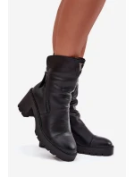 Dámské kotníkové boty na robustním podpatku s dvojitým zipem Vinceza 58605 Černé