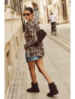 Zateplené dámské kotníkové boty s třásněmi a klarami na ploché podrážce čokoládové Helianne