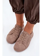 Dámské perforované polobotky z přírodního semiše světle hnědé Feliva