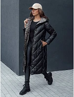Dámský prošívaný kabát s kapucí TY4513 černý - FashionStreet Dámský prošívaný kabát s kapucí TY4513 černý - FashionStreet