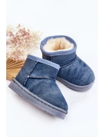 Dětské sněhule s brokátem Modré Sulinne