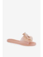 Průhledné Ploché Dámské Pantofle Se Syntetickým Květinou Nuda Vobetta