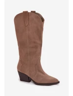 Kožené Semišové Kozačky Dámské Zateplené Khaki Urselle