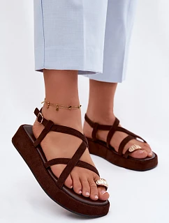 Sandály na platformě s zlatým detailem čokoládové Olmira