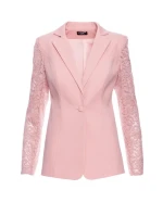 M865 Blejzr s krajkovými panely a jedním knoflíkem - pudrový M865 Blejzr s krajkovými panely a jedním knoflíkem - pudrový