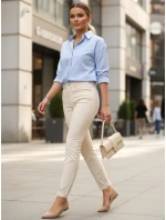 Dámské úzké džíny s vysokým pasem ecru FashionStreet UY2864