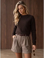 Dámský měkký svetr s alpakou, barva baby čokoládová, FashionStreet MY2622