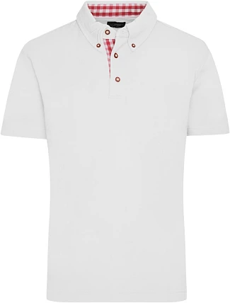 Daiber JN 716 Pánské piqué polo v tradičním krojovém stylu 02.0716 white/red white Daiber JN 716 Pánské piqué polo v tradičním krojovém stylu 02.0716 white/red white
