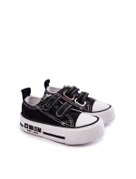 Dětské látkové tenisky se suchým zipem BIG STAR KK374074 Černý a bílý Dětské látkové tenisky se suchým zipem BIG STAR KK374074 Černý a bílý
