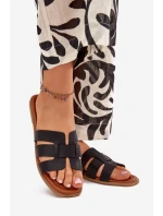 Dámské pantofle na plochém podpatku – černé Mirona