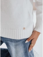 Dámský svetr s polovičním rolákem bílý FashionStreet MY2531