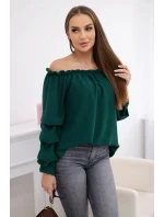 Španělská halenka s ozdobnými rukávy tmavě zelená Španělská halenka s ozdobnými rukávy tmavě zelená