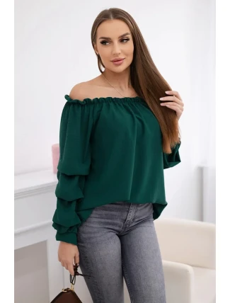 Španělská halenka s ozdobnými rukávy tmavě zelená Španělská halenka s ozdobnými rukávy tmavě zelená