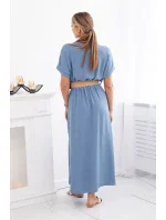 Dlouhé šaty s ozdobným páskem džínovina Dlouhé šaty s ozdobným páskem džínovina