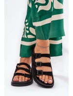 Dámské Pantofle S Pásky A Přezkami Černé Uliri