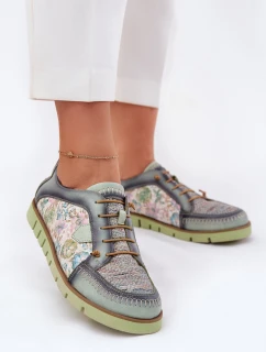 Kožené dámské polobotky s vzorem Maciejka 06784-09 zelené