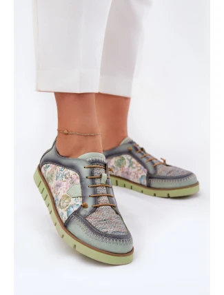 Kožené dámské polobotky s vzorem Maciejka 06784-09 zelené