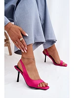 Dámské sandály na podpatku textil fuchsiová Calvoria