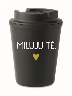 MILUJU TĚ. - černý termohrnek 300 ml